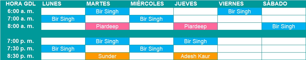Cuadro de horarios en línea